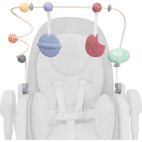 Barre de Jeu pour Chaise Haute Polly Armonia, Accessoire pour Chaise Haute, Développe la Coordination de Bébé, 0 m Plus, avec Peluches et Anneau de Dentition Détachables (1/5)