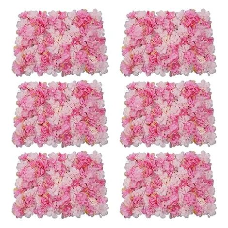 Mur de fleurs artificielles 6 pièces fleurs artificielles mur de roses fausses fleurs murales pour salon photographie de mariage arrière-plans et fêtes festives événements fleurs mur 60 × (1/5)