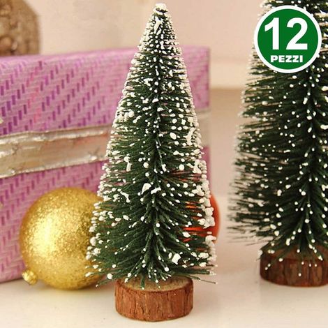 Trade Shop - Set 12 Alberelli Innevati Mini Albero Natale 10cm Decorazioni Addobbi Natalizi - (1/2)