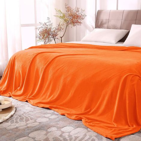 Manta doble naranja para sofá/cama, suave y cómoda, 60 x 80 pulgadas. (1/3)