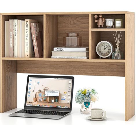 Computer Desktop Bookcase with 4 Cubbies & Open Back Compartment (1/5)
