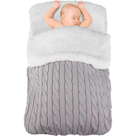 Winterliche Baby-Puckdecke für 0-12 Monate, warmer Neugeborenen-Schlafsack für Mädchen und Jungen (Grau)