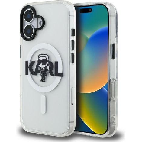 Funda transparente Karl Lagerfeld IML Karl Sketch Logo MagSafe para iPhone 16 (1/5)