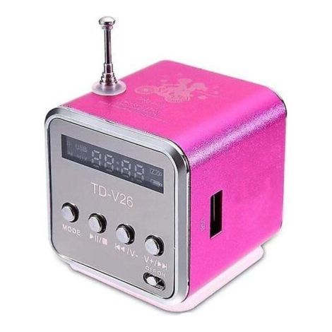 Mini Td-v26 Digital Fm Radio Haut-Parleur Portable Fm Récepteur Avec Lcd Stéréo Haut-Parleur Support Micro Tf Carte A2 Rose (1/2)