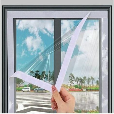 Film isolant anti froid pour fenêtres et portes – 180x200cm – Réutilisable, sans perçage, haute transparence, étanchéité à l'air - 71x79in-Karteo (1/4)