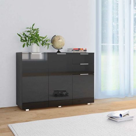 Buffet Noir brillant 107x35x80,5 cm (1/5)