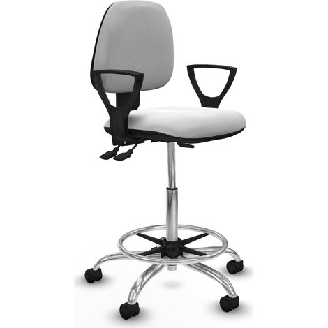 Sgabello da ufficio piqueras y crespo Isso bianco base cromata (1/2)