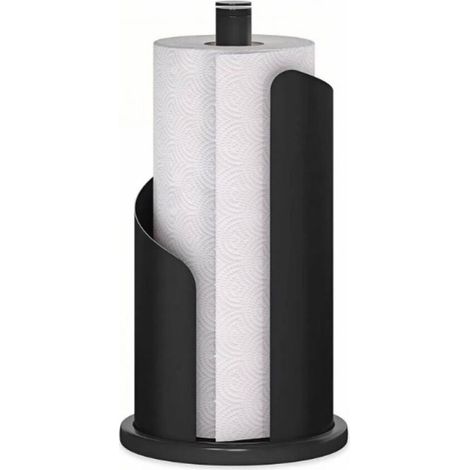 (noir pur) Porte rouleau d'essuie tout design en acier inoxydable mat H 30 cm Ø 15 cm Porte rouleau de papier essuie tout debout (1/4)