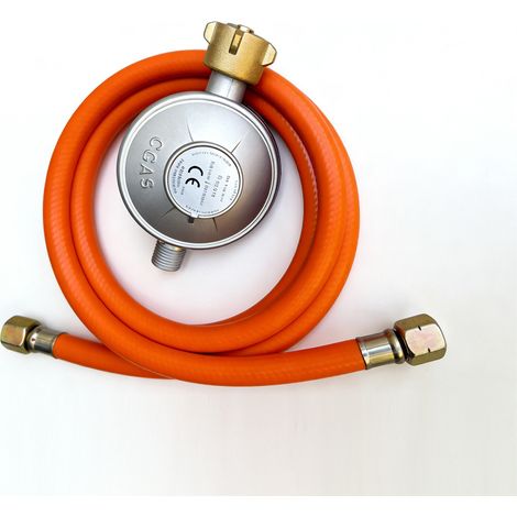 Détendeur de gaz - Kit avec tuyau 1,50 m - Adapté propane/butane - Raccord G1/4 - Pour barbecue, camping et extérieur (1/5)