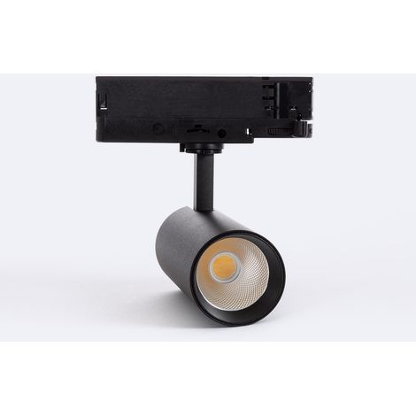 Spot LED sur Rail Triphasé 20W Carlo Noir 6000K Blanc froid