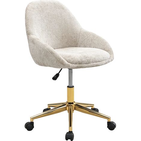 Sedia da ufficio Altezza regolabile Tessuto Beige e dorato - NAODY (1/5)