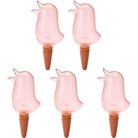 5pcs Piquets D'arrosage Automatique, Plantes d'oiseaux Mignonnes, Pics D'arrosage Automatiques pour Plantes D'intérieur et D'extérieur et Fleurs en Pot (Rouge désert) (1/5)