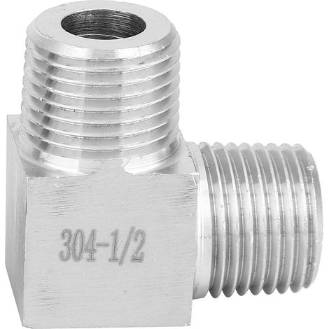 Raccord de tuyauterie en acier inoxydable 304, coude à 90° mâle-mâle BSPT, 1/2 pouce (1/5)