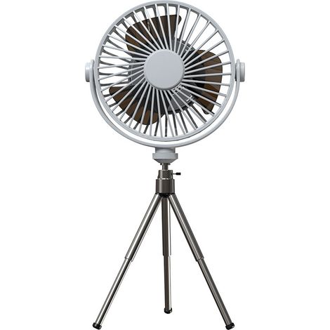 Ventilateur trépied d'extérieur, grande capacité, chargement USB sans fil, trois vitesses, batterie au lithium 2000 mAh, blanc (version de base)