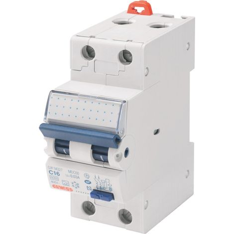 Gewiss KOMPACT FEHLERSTROM-LEITUNGSSCHUTZSCHALTER - MDC 100 - 2P CHARAKTERISTIK B 10A TYP A Idn=0,03A - 2 TE, GW95326