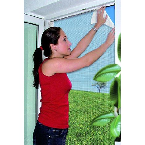 Schellenberg 50715 Moustiquaire fenetre recoupable aux dimensions souhaitees, avec ruban auto-aggripant de fixation et cutter, 130 x 150 cm, anthracite