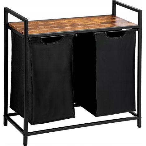 Panier à linge METAL LOFT avec étagère, double compartiment, 80 L