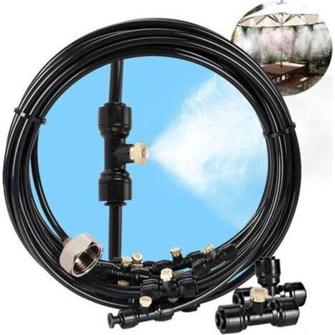 Brumisateur Exterieur, 12M Brumisateur Terrasse avec 12 Buse Brumisateur +4 Buses de Rechange+1Adaptateur (en Laiton, 3/4") Brumisateur pour Patio Jardin Serre Trampoline pour Parc Aquatique (1/5)