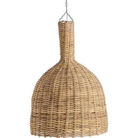 Suspension cloche en rotin tressé bohème - marron clair naturel (1/5)