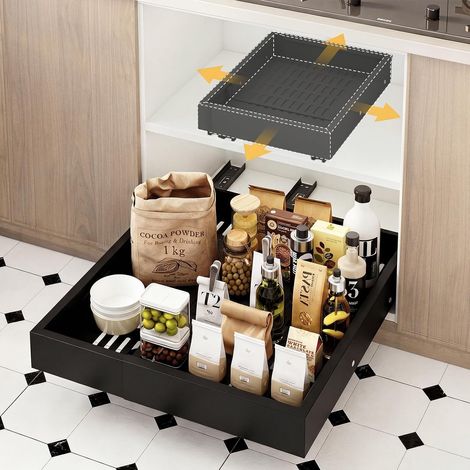 Tiroir Coulissant à 4 Directions pour Cuisine Lot de 1 Noir (1/5)
