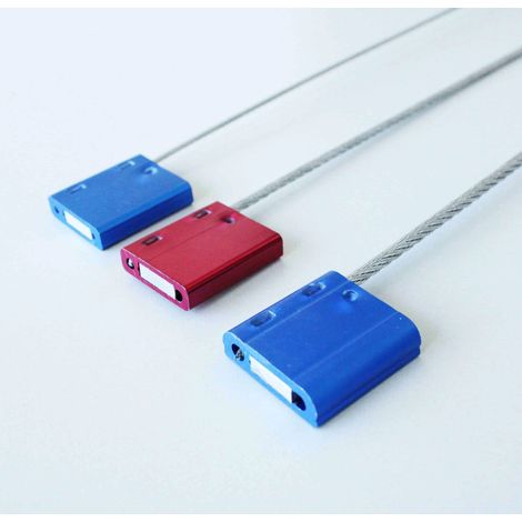 Sigilli di sicurezza antieffrazione a cavo metallico in acciaio da 1,5//2,5/3,5mm con numerazione seriale - Diametro: Ø 3.5mm - Numero Pezzi: 300 Sigilli