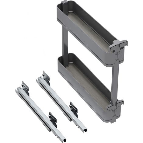 Emuca Flaschenregal seitlich ausziehbar Harmony mit Soft-Close, Modul Breite 150mm Höhe 700mm, Stahl und Holz, Anthrazitgrau