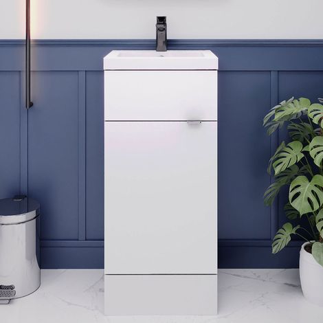 Hudson Reed Fusion Floor Standing Vanity Unit with Basin 400mm Wide - Gloss White (1/5)