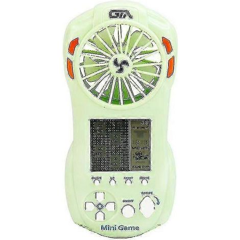 Draagbare Tetris-spelconsoleventilator 2-in-1 handventilator voor om de nek (groen) (1/3)