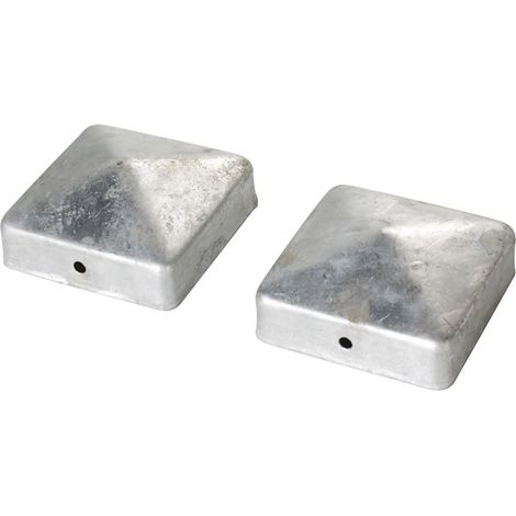 Winox – Chapeau pyramide galvanisé pour poteau 7x7 cm – Acier galvanisé – 2 trous Ø 5 mm – Lot de 2 – Accessoire extérieur