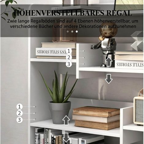 MEUBLIV Bücherregal 90 x 24 x 91 cm Weiß, 4 Ebenen, platzsparend (1/5)