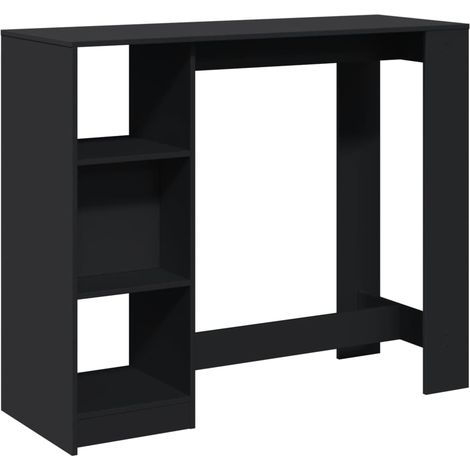 Table d’appoint multifonction avec étagère 124 x 46 x 103,5cm bois d'ingénierie noir DEC036353