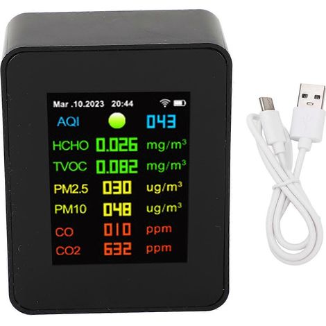 Luftqualitätsmonitor, multifunktionales LCD-Digitaldisplay, CO2-Detektor, Tischgerät