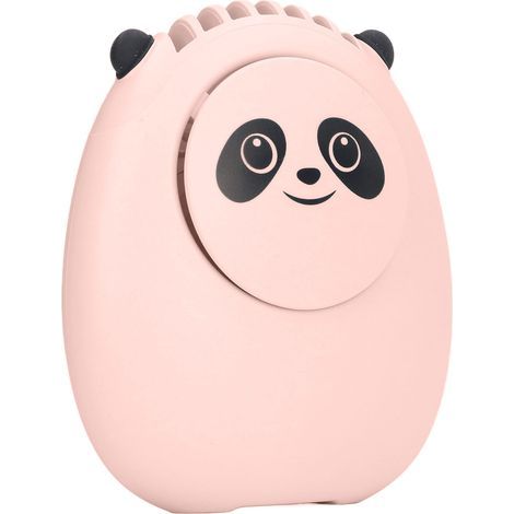 Ventilateur de cou portable, motif ours mignon, trois vitesses de ventilation, rechargeable par USB, mini ventilateur silencieux sans pales avec cordon, idéal pour les voyages et le bureau. Rose. (1/5)