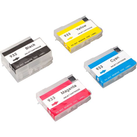 Cartouches d'encre rechargeables PP de remplacement pour HP Officejet 6600, 6700, 7110, 7510 et 7610 (1/5)