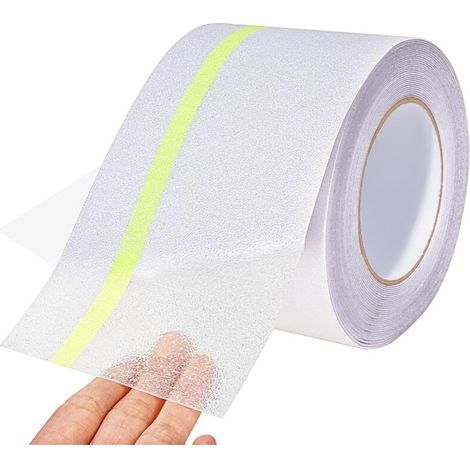 Bande Antidérapante Escalier, 10cm10m, Ruban Antidérapant Adhésif Phosphorescent, Ruban de Traction Antidérapant, Transparent, pour l'intérieur/l'extérieur (1/4)