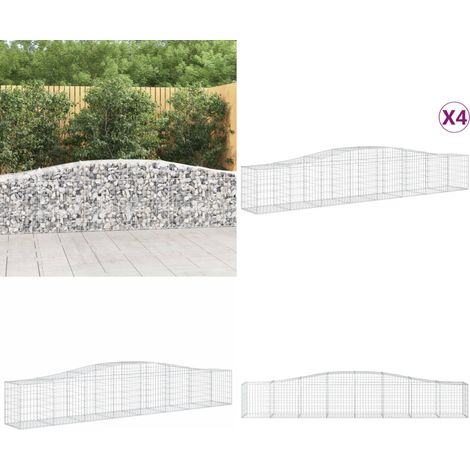 Gabionen mit Hochbogen 4 Stk. 400x50x60/80cm Verzinktes Eisen - Gabionen - Gartendeko - Gartenzubehör - Zaun - Sichtschutz - Home & Living (1/5)