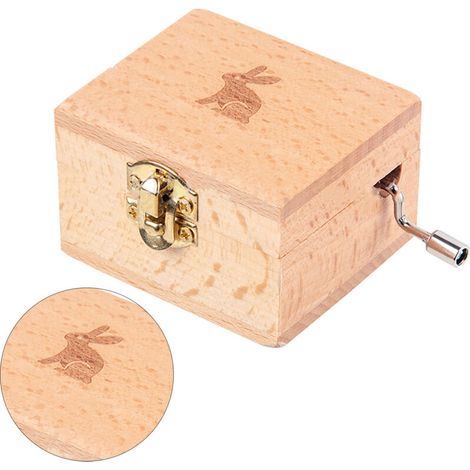 Manuelle Spieluhr aus Holz mit einzigartigem Hasenmotiv für Mädchen, 12 cm großes Modell, exquisites Design und beruhigender, natürlicher Klang.