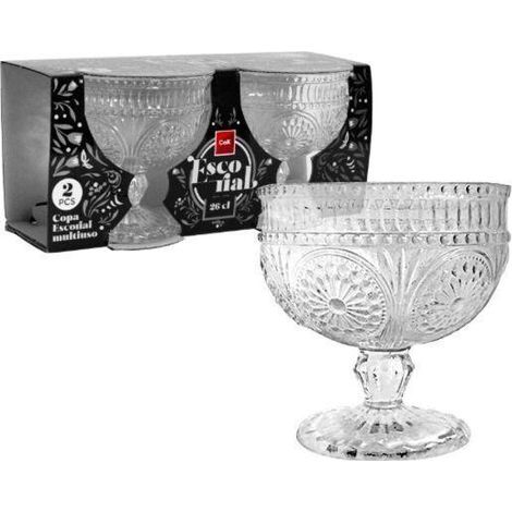26 cls copa helado cristal tallado vintage para coctel  y multiusos escorial - caja 2 unidades