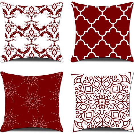 Housse Coussin Velours 60x60cm 4 pièces, Taie d'oreiller Doux à Double Impression Housses de Coussin pour Canapé Chaise Salon Voiture Décoratif Maison (1/5)