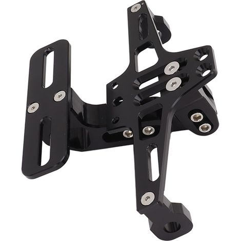 Support de plaque d'immatriculation arrière pour moto en alliage d'aluminium, réglable et universel, avec éclairage intégré. (1/5)