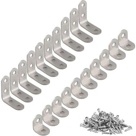 Supports en L, supports en L en métal, supports d'angle 20PCS avec vis, supports d'angle en acier inoxydable pour la fi (1/4)