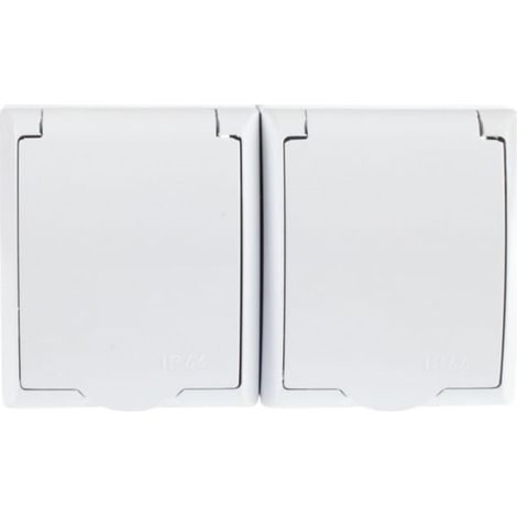 Presa doppia ermetica Fala con/con sportellino Schuko IP44 bianco GNH-2HS/00/w