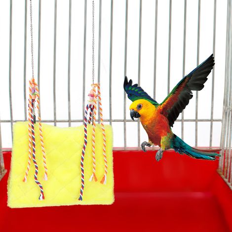Nid suspendu en peluche confortable pour oiseau de compagnie, hamac, jouet de jeu pour perroquet, jaune (1/5)