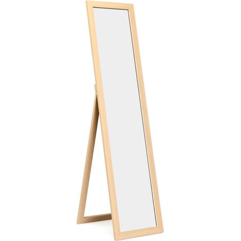COSTWAY Espejo de Cuerpo Entero Espejo de Pie Espejo de Pared 155 x 37cm con para Dormitorio Salón Entrada Natural (1/4)