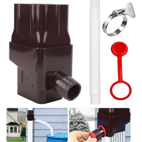 Kit de desviación de canalones, kit de barril de lluvia de fácil instalación con 5 piezas de ABS. (1/5)