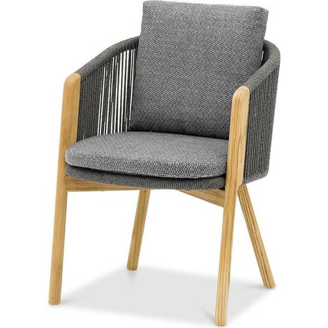 Silla de jardín Haven 57x63x76 Zumm, aluminio antracita, teca, Homms (1/5)