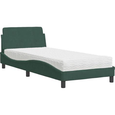 vidaXL Letto con Materasso Dover Verde Scuro 80x200 cm in Velluto (1/5)