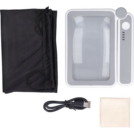 Loupe de lecture rectangulaire rechargeable, grossissement 4x, 10 LED, 3 niveaux de réglage, rechargeable