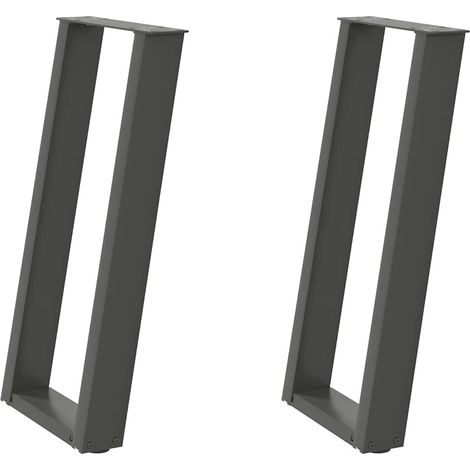 Lot de 2 pieds de table en U inclinés pour console 28 x 72-73 cm en acier thermolaqué anthracite (1/5)