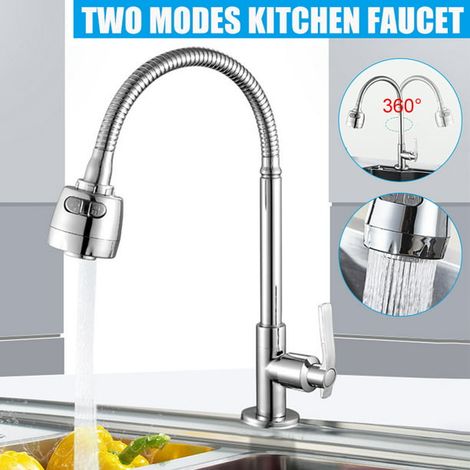 MSBD Robinet de cuisine Pulvérisateur de colonne d'eau Pulvérisateur de flux Bec de robinet d'évier Rotation à 360 ° Robinet de cuisine de salle de bain Robinet d'eau Deux modes Interrupteur à un bout (1/5)